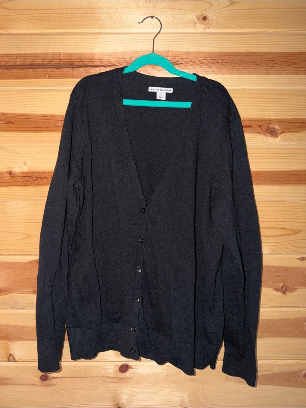 Amazon Essentials Black V-Neck Button Cardigan